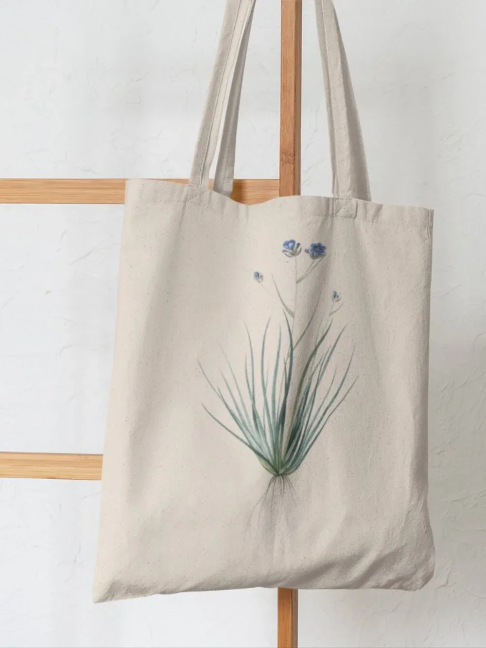 Blue Rush-Lily Vintage Floral Print Graphic Canvas Tote Bag